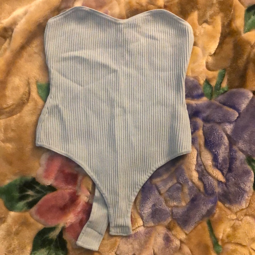 SKY BLUE GAELLE TUBE TOP BODYSUIT - Small